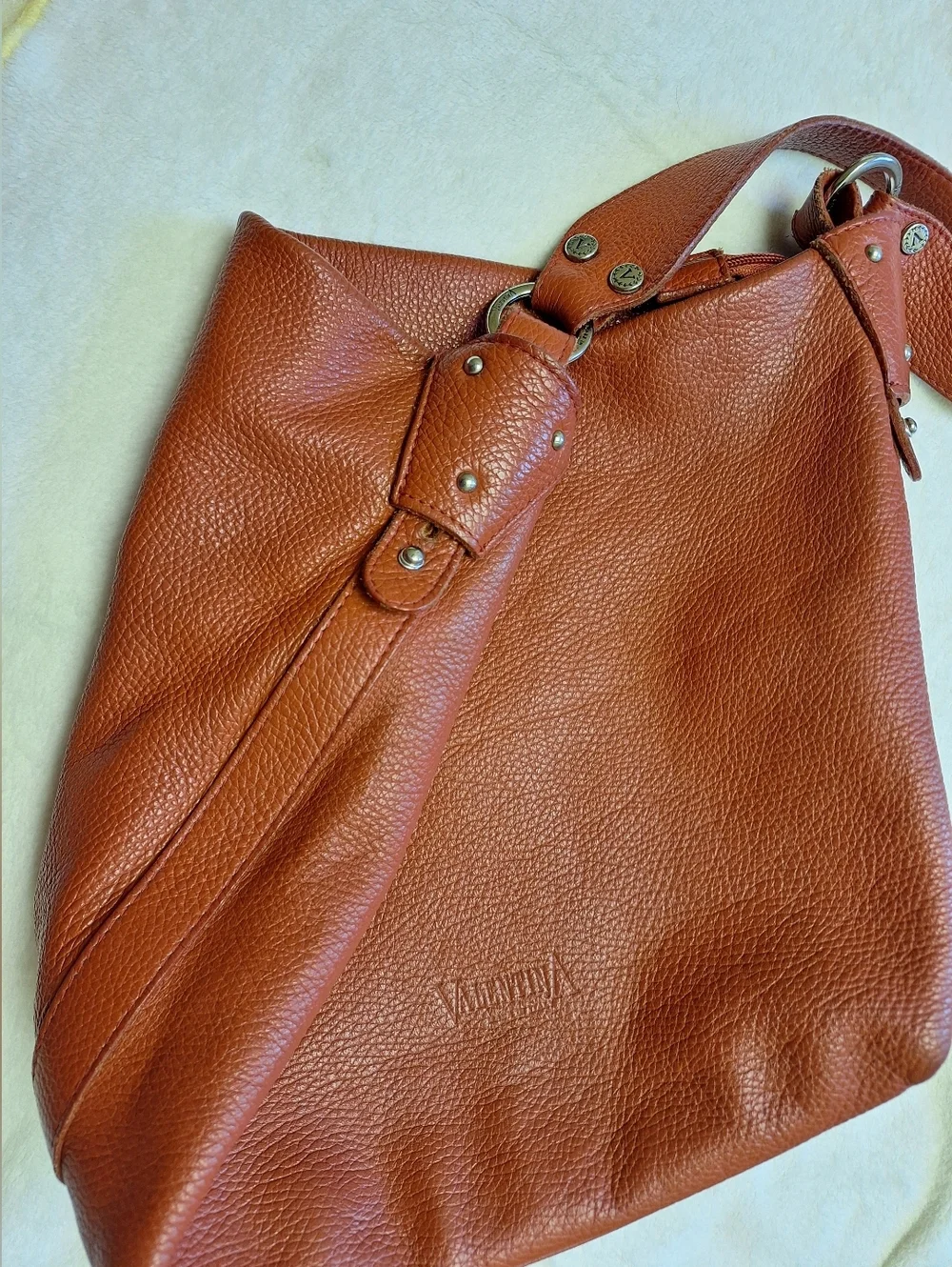 Valentina Italy Pebbled Leather Hobo Shoulder Bag 🇮🇹 Brick Red | Made in Italy